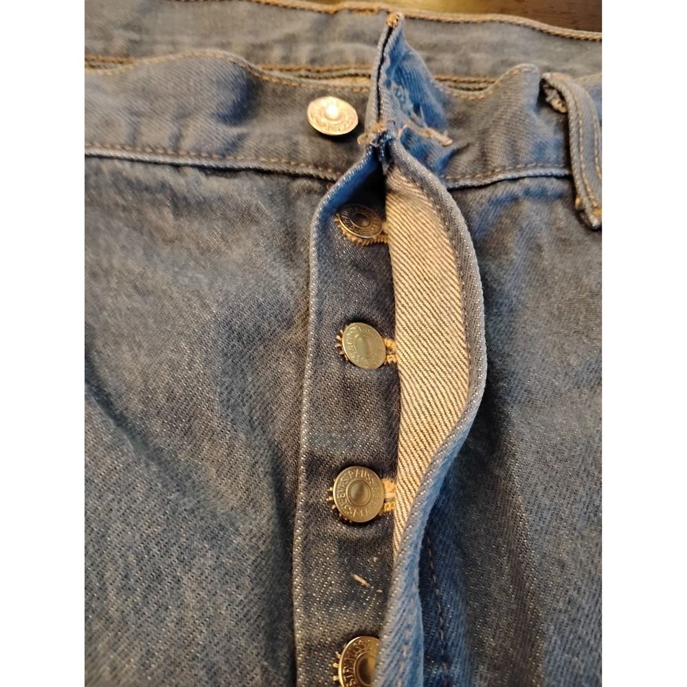 Levis 501 Original Fit Mens Blue Straight Leg Button Fly Denim Jeans 38x29 - Picture 9 of 9